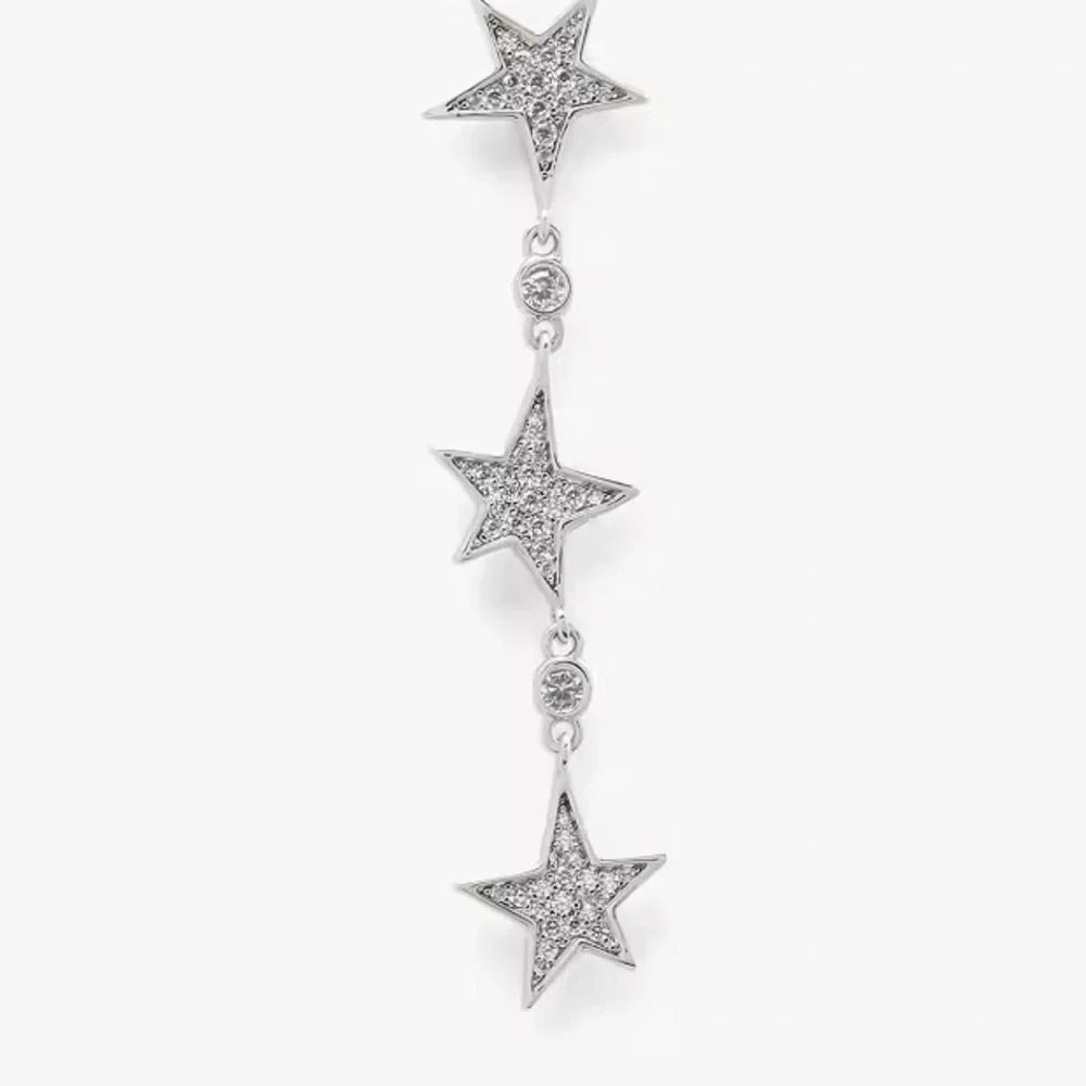 $128 KATE SPADE You’re A Star Linear Earrings NEW Silver Tone Cubic Zirconia